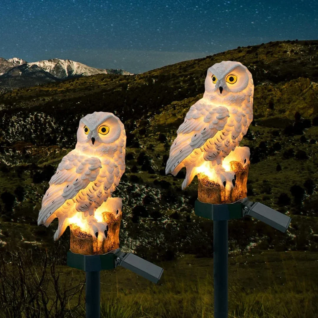 Solar Powered Garden Light Owl Design Outdoor Decor - Image 3