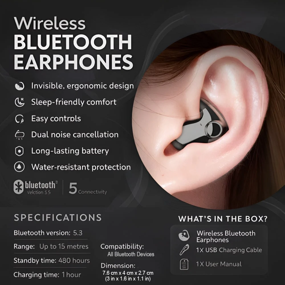 Wireless Earbuds Headphones Noise Cancelling Design - Image 3